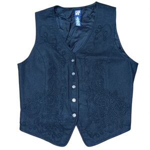 GAP Vintage Charcoal Embroidered Vest